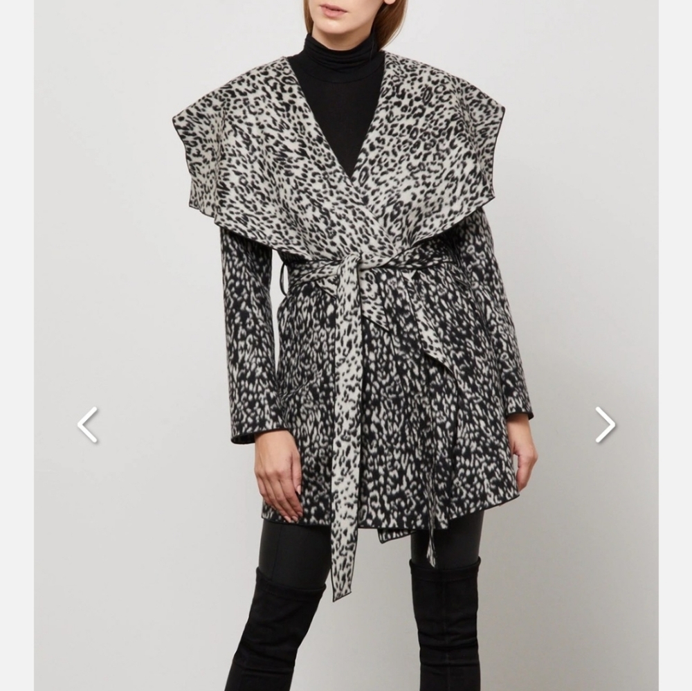 BCBG Hooded Leopard Coat